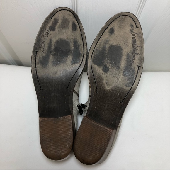 Sam Edelman Leather Suede Petty Zipper Tan grayish Putty Ankle Booties  10M - Picture 12 of 15